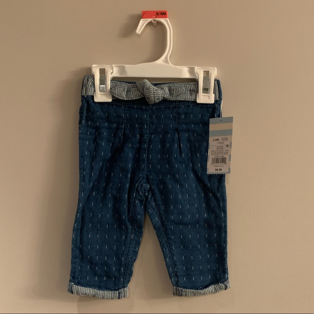 Baby Girls’ Denim Tie Pants Blue